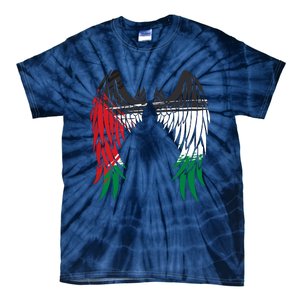 Palestine Flag Dad On Back Side Palestinian Angel Wings Tie-Dye T-Shirt