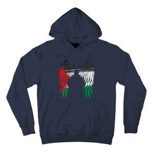 Palestine Flag Dad On Back Side Palestinian Angel Wings Tall Hoodie