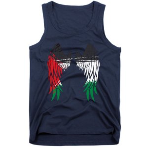 Palestine Flag Dad On Back Side Palestinian Angel Wings Tank Top