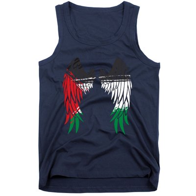 Palestine Flag Dad On Back Side Palestinian Angel Wings Tank Top