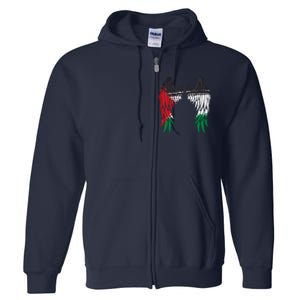 Palestine Flag Dad On Back Side Palestinian Angel Wings Full Zip Hoodie