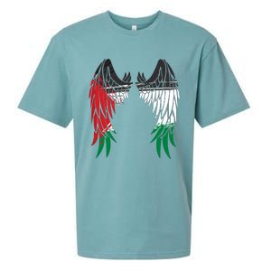 Palestine Flag Dad On Back Side Palestinian Angel Wings Sueded Cloud Jersey T-Shirt