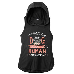 Promoted From Dog Grandma To Human Grandma Mothers Day Ladies PosiCharge Tri-Blend Wicking Draft Hoodie Tank