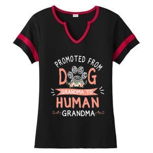 Promoted From Dog Grandma To Human Grandma Mothers Day Ladies Halftime Notch Neck Tee