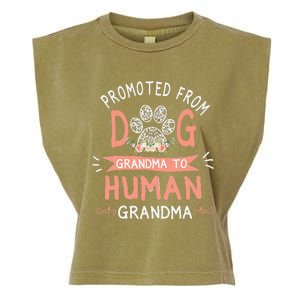 Promoted From Dog Grandma To Human Grandma Mothers Day Garment-Dyed Women's Muscle Tee