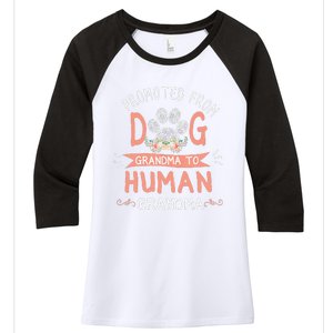 Promoted From Dog Grandma To Human Grandma Mothers Day Women's Tri-Blend 3/4-Sleeve Raglan Shirt