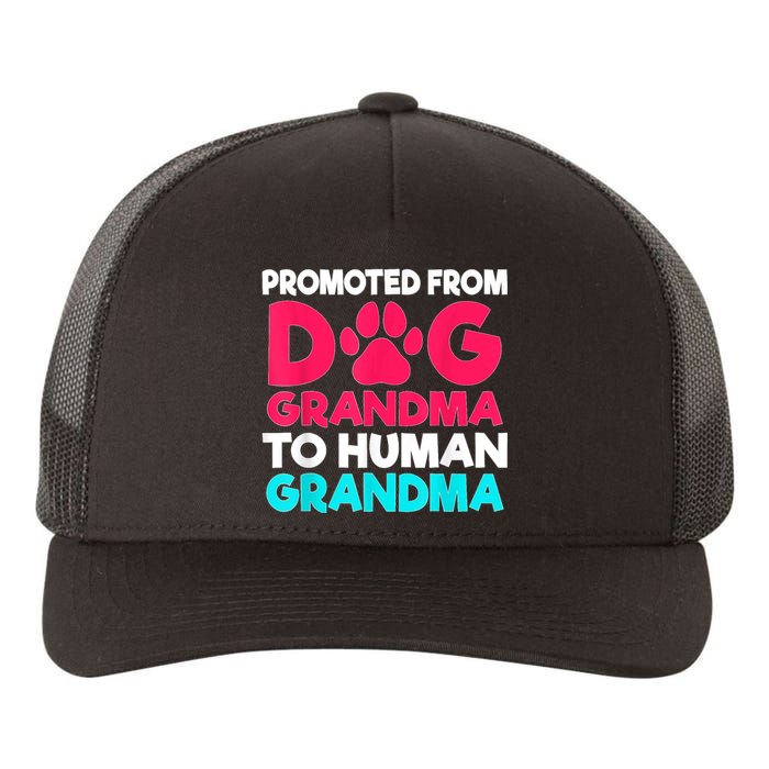 Promoted From Dog Grandma To Human Grandma Family Mother Yupoong Adult 5-Panel Trucker Hat