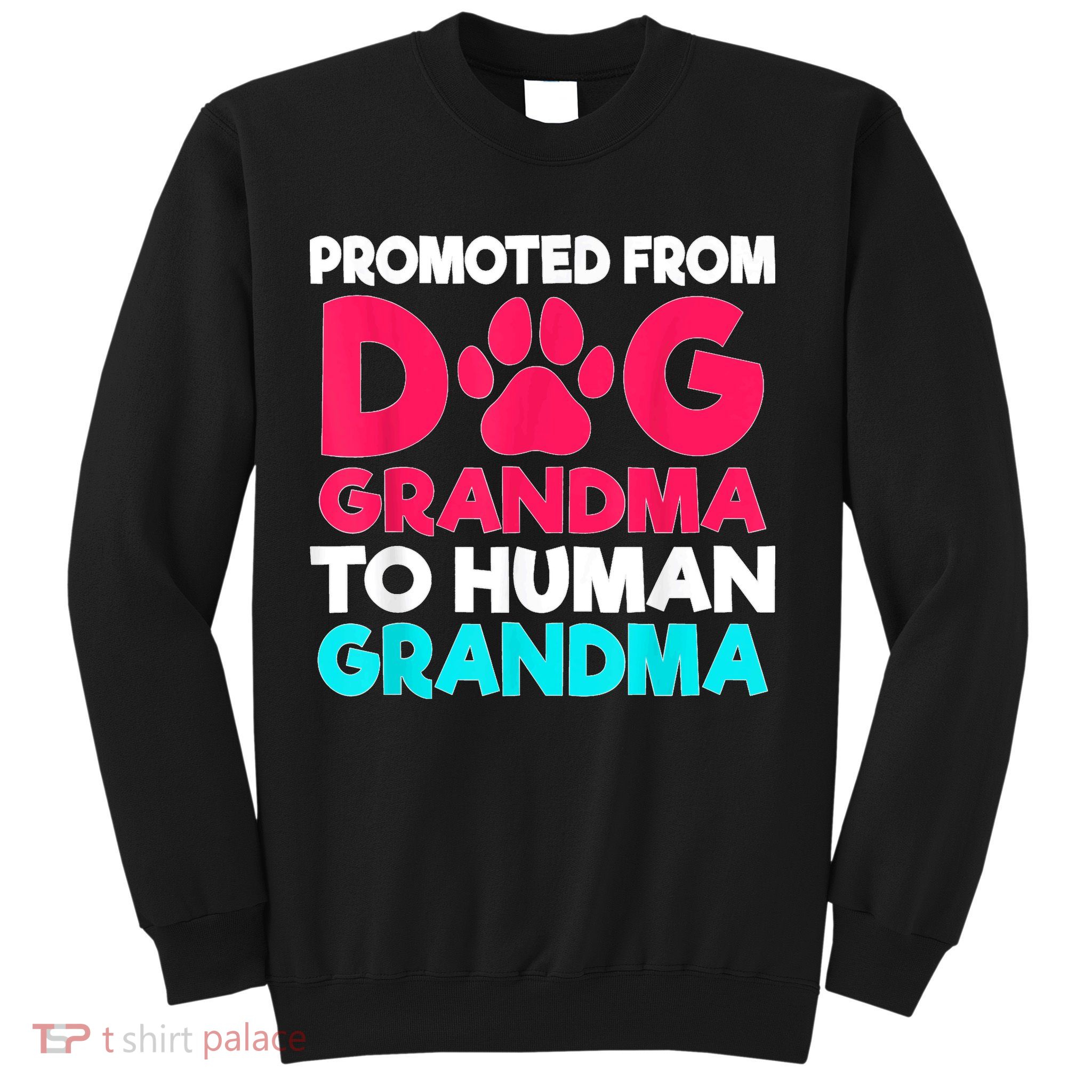 Promoted From Dog Grandma To Human Grandma Family Mother Sweatshirt