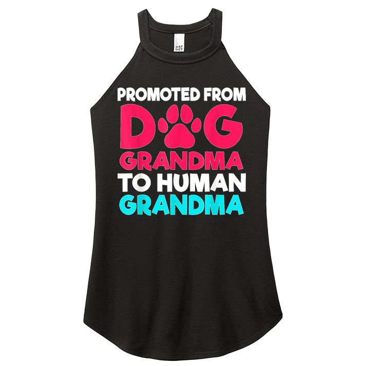 Promoted From Dog Grandma To Human Grandma Family Mother Women's Perfect Tri Rocker Tank
