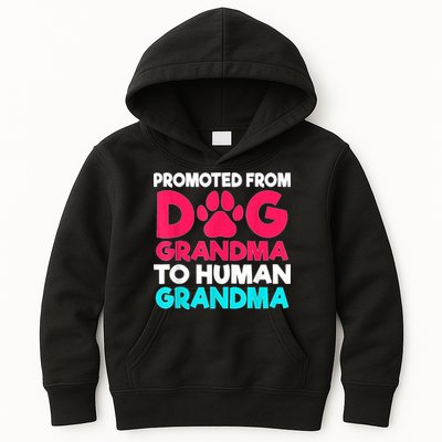 Promoted From Dog Grandma To Human Grandma Family Mother Kids Hoodie