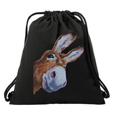 Peachbruh Funny Donkey Art Donkey Head Smile Eagerly Donkey Drawstring Bag