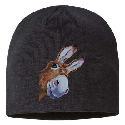 Peachbruh Funny Donkey Art Donkey Head Smile Eagerly Donkey Sustainable Beanie