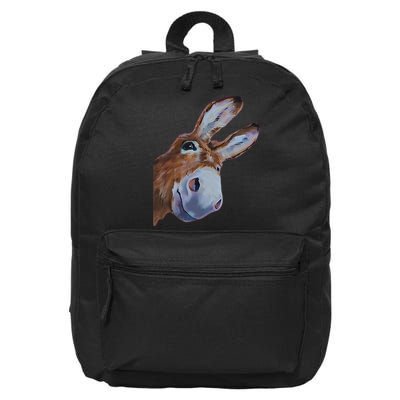 Peachbruh Funny Donkey Art Donkey Head Smile Eagerly Donkey 16 in Basic Backpack