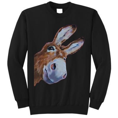 Peachbruh Funny Donkey Art Donkey Head Smile Eagerly Donkey Tall Sweatshirt