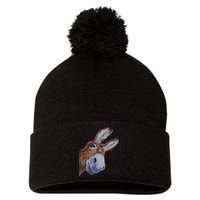 Peachbruh Funny Donkey Art Donkey Head Smile Eagerly Donkey Pom Pom 12in Knit Beanie