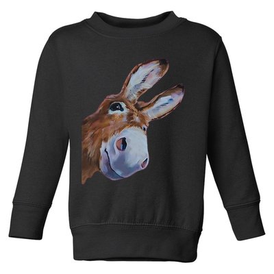 Peachbruh Funny Donkey Art Donkey Head Smile Eagerly Donkey Toddler Sweatshirt