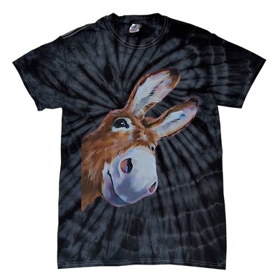 Peachbruh Funny Donkey Art Donkey Head Smile Eagerly Donkey Tie-Dye T-Shirt