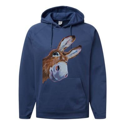 Peachbruh Funny Donkey Art Donkey Head Smile Eagerly Donkey Performance Fleece Hoodie