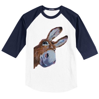 Peachbruh Funny Donkey Art Donkey Head Smile Eagerly Donkey Baseball Sleeve Shirt