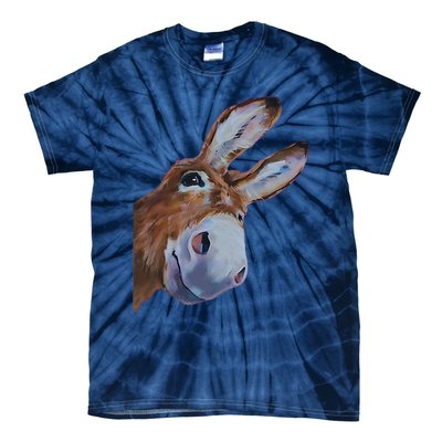 Peachbruh Funny Donkey Art Donkey Head Smile Eagerly Donkey Tie-Dye T-Shirt