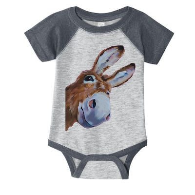 Peachbruh Funny Donkey Art Donkey Head Smile Eagerly Donkey Infant Baby Jersey Bodysuit
