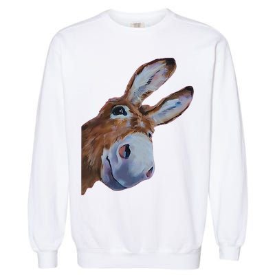 Peachbruh Funny Donkey Art Donkey Head Smile Eagerly Donkey Garment-Dyed Sweatshirt