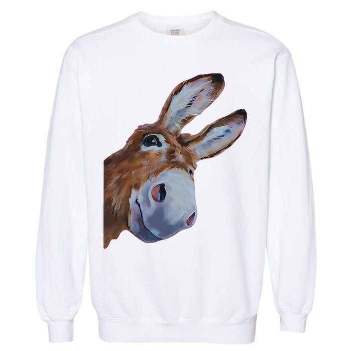 Peachbruh Funny Donkey Art Donkey Head Smile Eagerly Donkey Garment-Dyed Sweatshirt