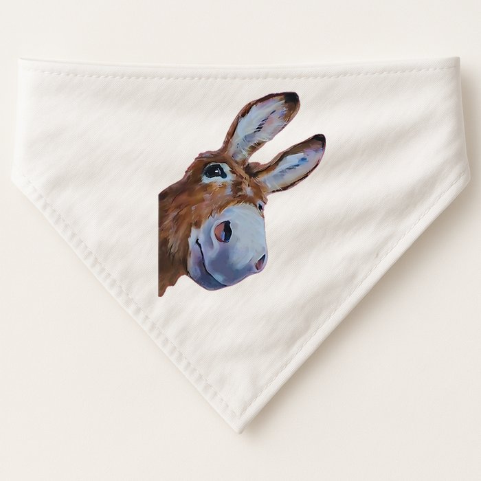 Peachbruh Funny Donkey Art Donkey Head Smile Eagerly Donkey USA-Made Doggie Bandana