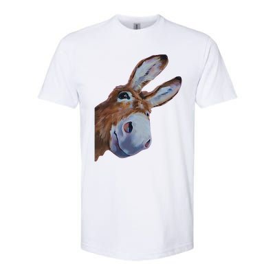 Peachbruh Funny Donkey Art Donkey Head Smile Eagerly Donkey Softstyle CVC T-Shirt