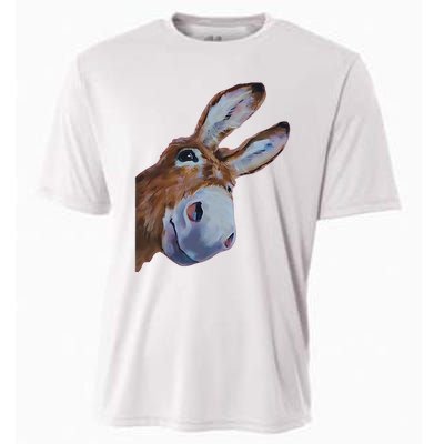 Peachbruh Funny Donkey Art Donkey Head Smile Eagerly Donkey Cooling Performance Crew T-Shirt