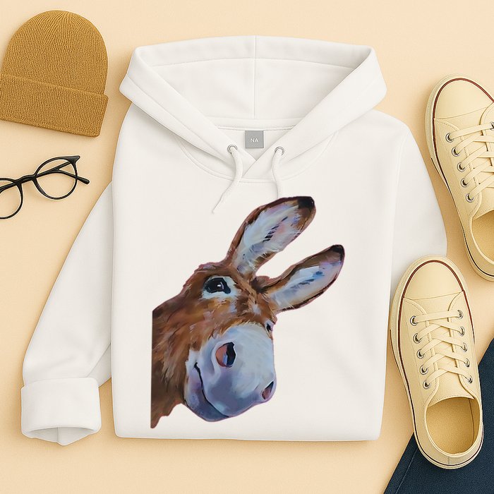 Peachbruh Funny Donkey Art Donkey Head Smile Eagerly Donkey Hoodie