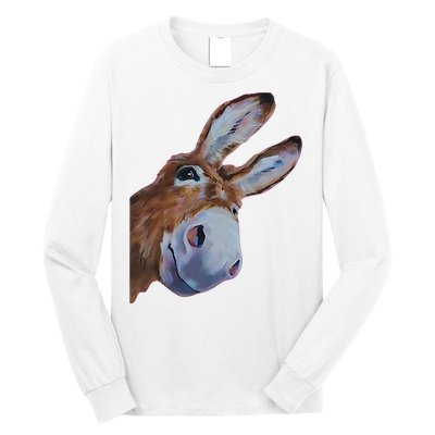 Peachbruh Funny Donkey Art Donkey Head Smile Eagerly Donkey Long Sleeve Shirt