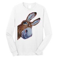 Peachbruh Funny Donkey Art Donkey Head Smile Eagerly Donkey Long Sleeve Shirt