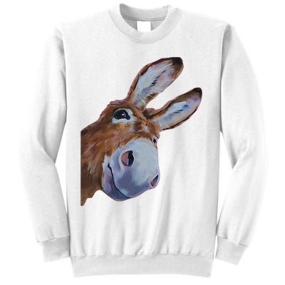 Peachbruh Funny Donkey Art Donkey Head Smile Eagerly Donkey Sweatshirt