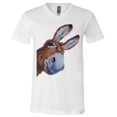 Peachbruh Funny Donkey Art Donkey Head Smile Eagerly Donkey V-Neck T-Shirt