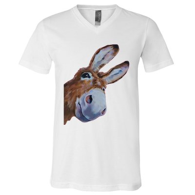 Peachbruh Funny Donkey Art Donkey Head Smile Eagerly Donkey V-Neck T-Shirt