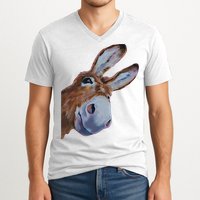 Peachbruh Funny Donkey Art Donkey Head Smile Eagerly Donkey V-Neck T-Shirt