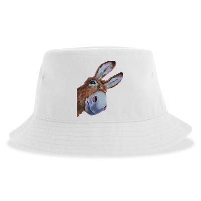 Peachbruh Funny Donkey Art Donkey Head Smile Eagerly Donkey Sustainable Bucket Hat