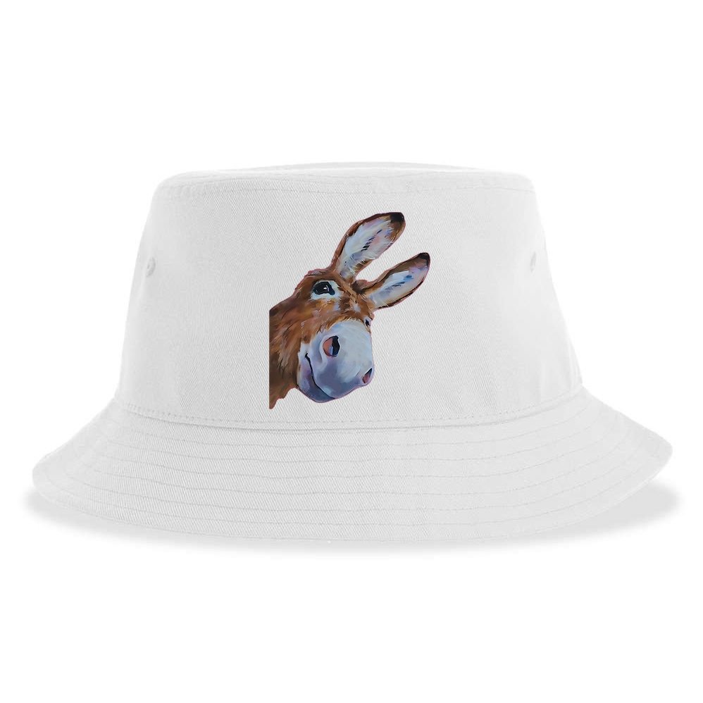 Peachbruh Funny Donkey Art Donkey Head Smile Eagerly Donkey Sustainable Bucket Hat