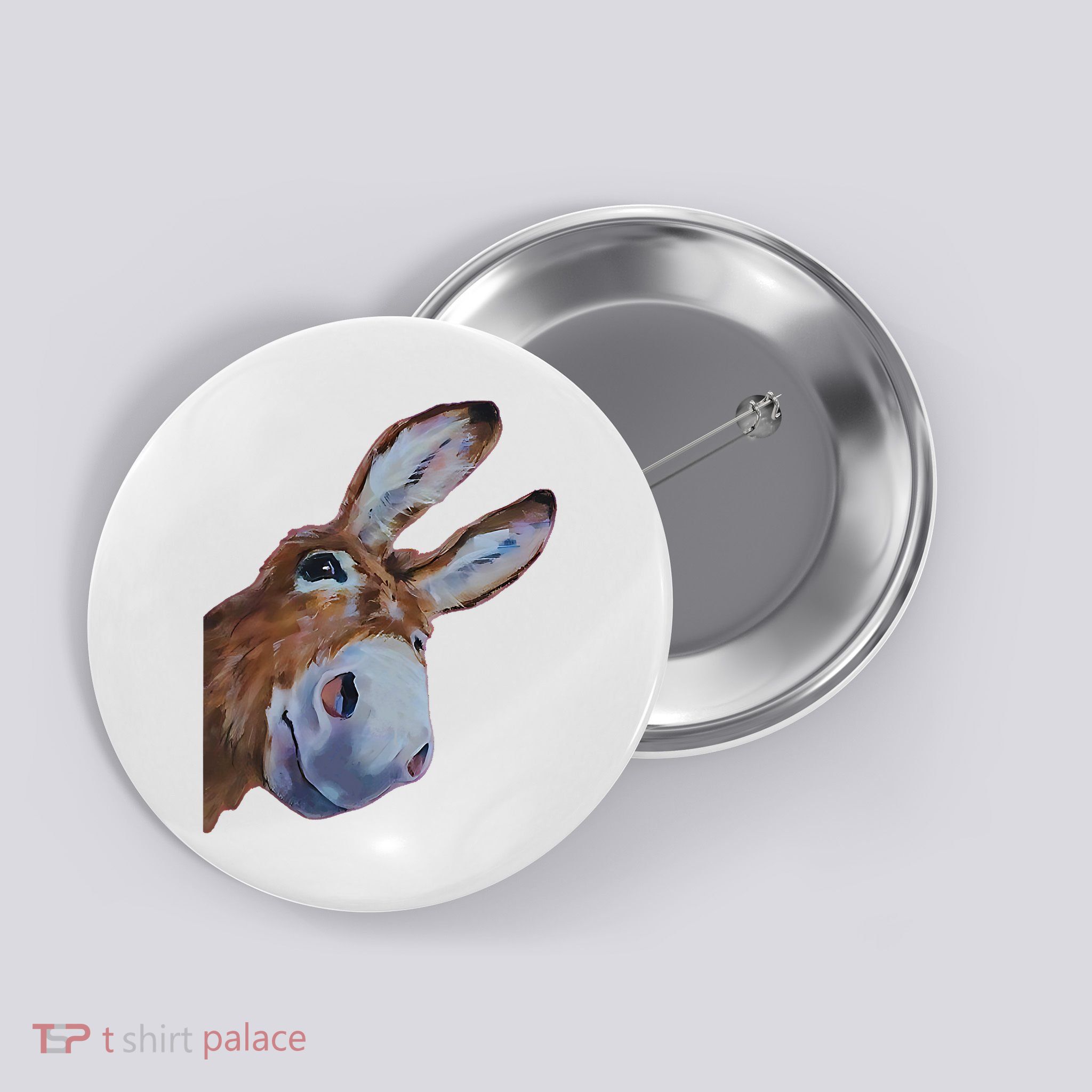 Peachbruh Funny Donkey Art Donkey Head Smile Eagerly Donkey Button
