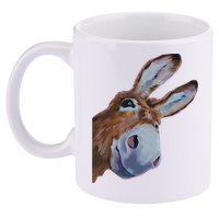 Peachbruh Funny Donkey Art Donkey Head Smile Eagerly Donkey 11oz C Handle Ceramic Mug