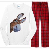 Peachbruh Funny Donkey Art Donkey Head Smile Eagerly Donkey Long Sleeve Pajama Set