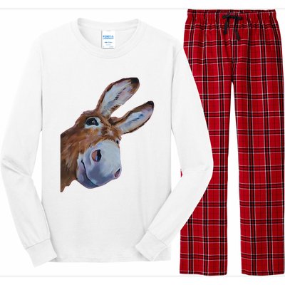 Peachbruh Funny Donkey Art Donkey Head Smile Eagerly Donkey Long Sleeve Pajama Set