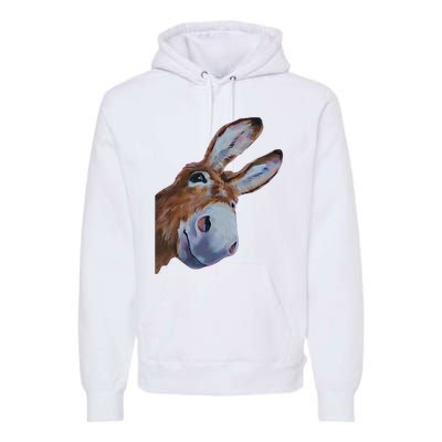 Peachbruh Funny Donkey Art Donkey Head Smile Eagerly Donkey Premium Hoodie