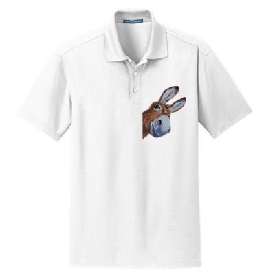 Peachbruh Funny Donkey Art Donkey Head Smile Eagerly Donkey Dry Zone Grid Polo