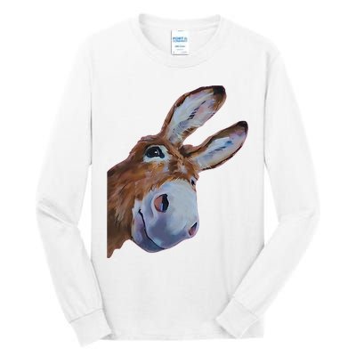 Peachbruh Funny Donkey Art Donkey Head Smile Eagerly Donkey Tall Long Sleeve T-Shirt
