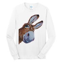 Peachbruh Funny Donkey Art Donkey Head Smile Eagerly Donkey Tall Long Sleeve T-Shirt