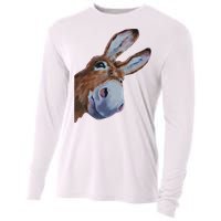 Peachbruh Funny Donkey Art Donkey Head Smile Eagerly Donkey Cooling Performance Long Sleeve Crew