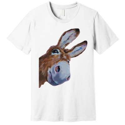 Peachbruh Funny Donkey Art Donkey Head Smile Eagerly Donkey Premium T-Shirt