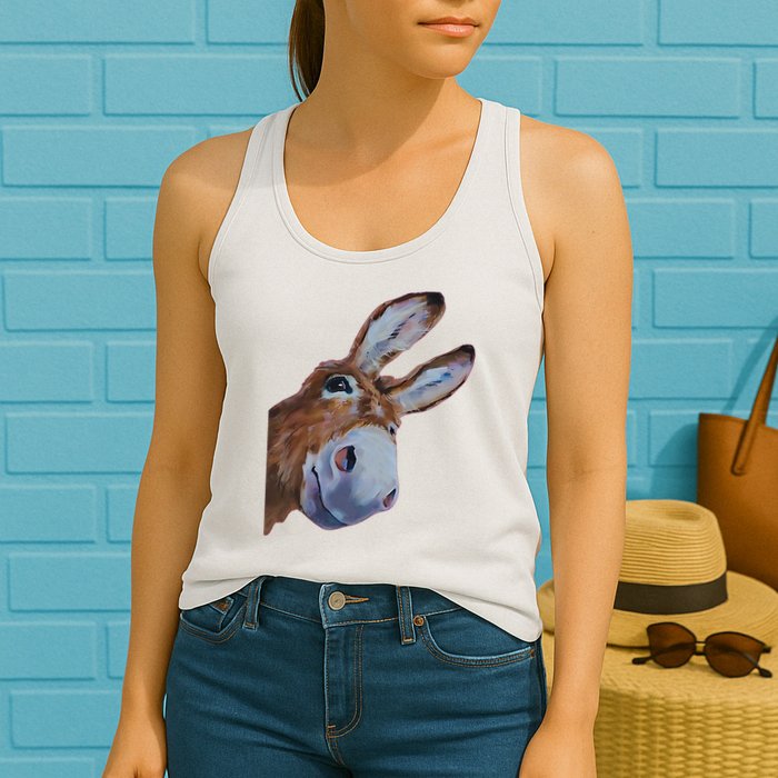 Peachbruh Funny Donkey Art Donkey Head Smile Eagerly Donkey Womens Tank Top